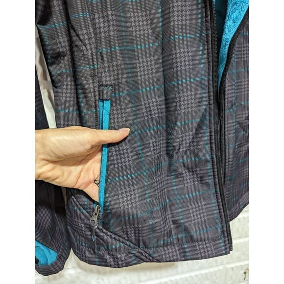 Free Country Women’s Teal Plush Lined Plaid Full Zip Ski Jacket Size Medium - Picture 3 of 7